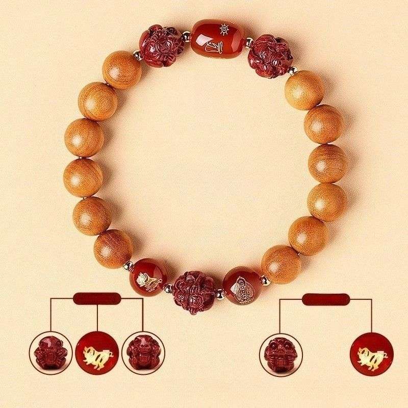 Guardian Zodiac Harmony Peach Wood Bracelet - Wealth • Health • Peace - Pig(10mm)