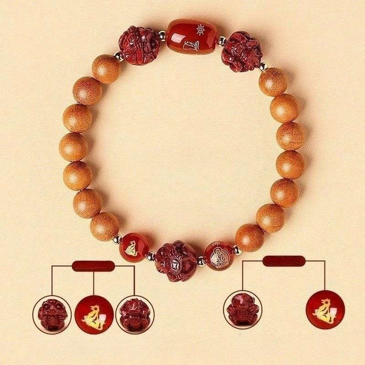 Guardian Zodiac Harmony Peach Wood Bracelet - Wealth • Health • Peace - Dog(8mm)