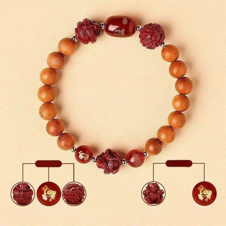 Guardian Zodiac Harmony Peach Wood Bracelet - Wealth • Health • Peace - Ox(8mm)