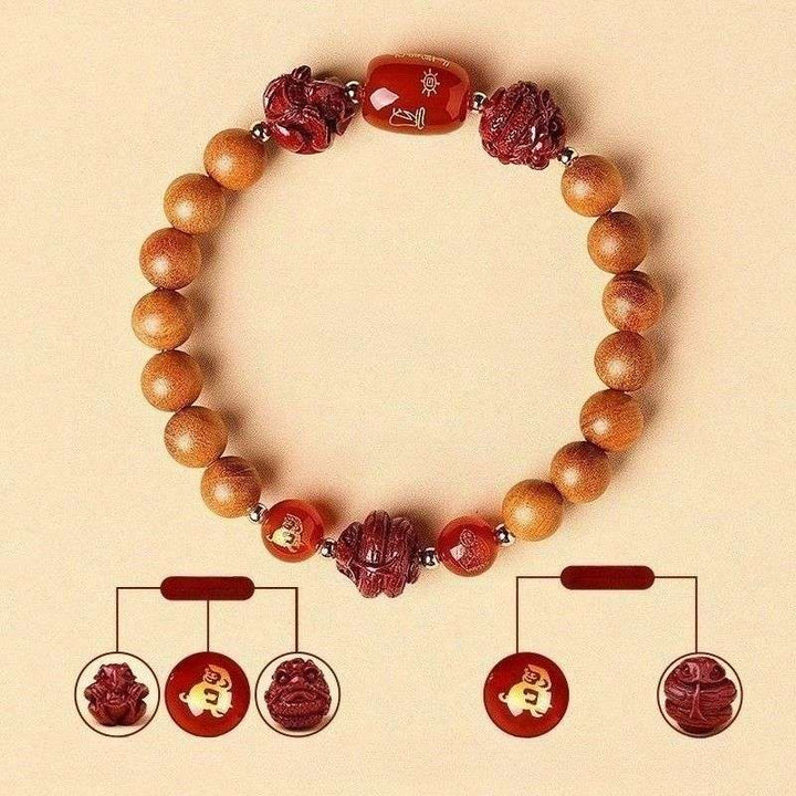 Guardian Zodiac Harmony Peach Wood Bracelet - Wealth • Health • Peace - Monkey(8mm)