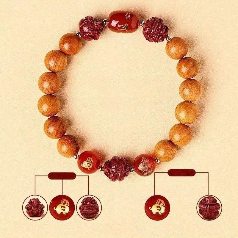 Guardian Zodiac Harmony Peach Wood Bracelet - Wealth • Health • Peace - Monkey(10mm)