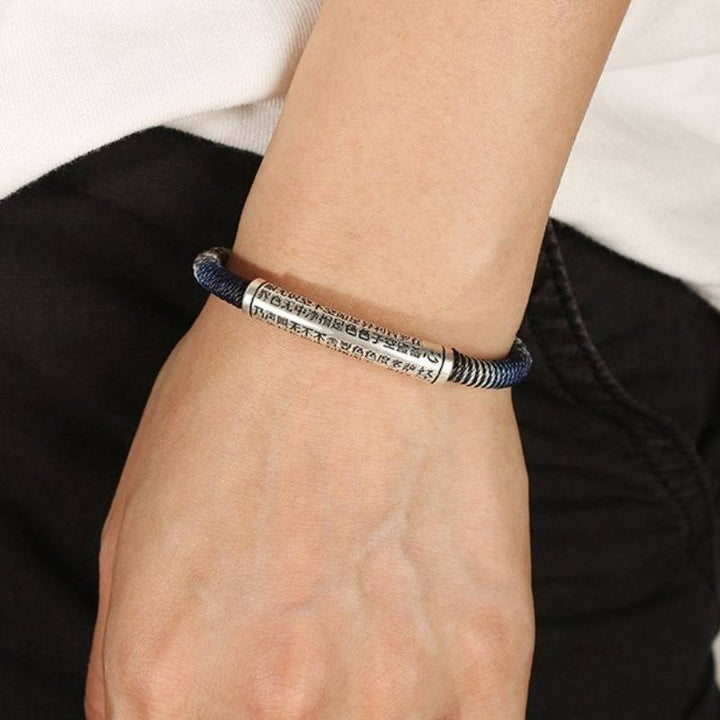 Heart Sutra Blessing Cord Bracelet - Protection &amp; Peace - on wrist