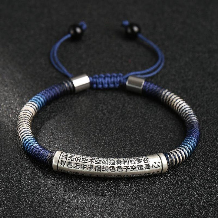 Heart Sutra Blessing Cord Bracelet - Protection &amp; Peace -  front view