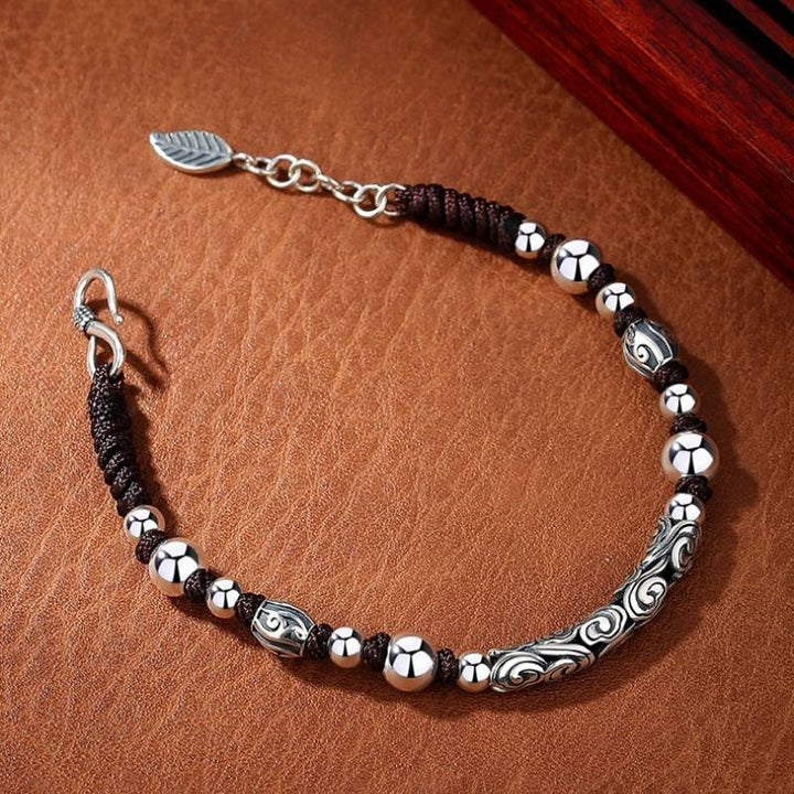 Lucky Cloud Silver Adjustable Braid Cord Bracelet - Harmony &amp; Flow