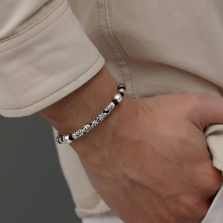 Lucky Cloud Silver Adjustable Braid Cord Bracelet - Harmony &amp; Flow - on-wrist shot