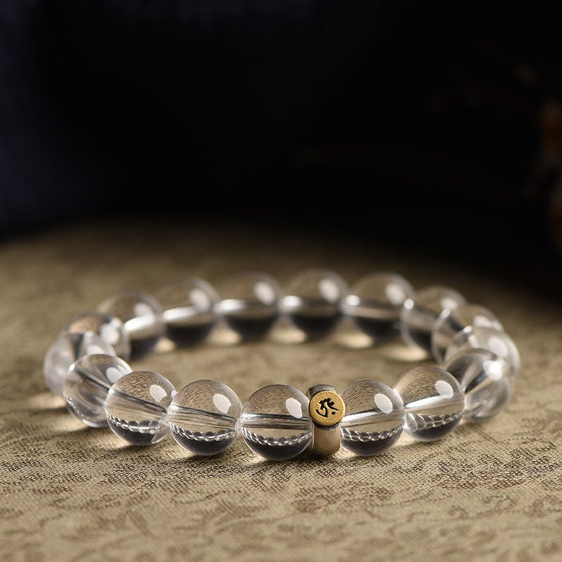 Natural Clear Quartz Zodiac Guardian Bracelet - Clarity • Harmony • Amplification - staged shot