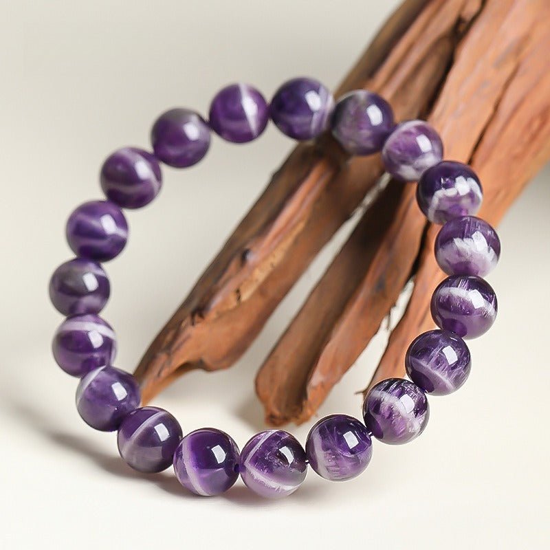 Natural Veiled Amethyst Bracelet - Serenity & Clarity - front view
