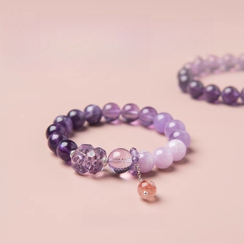 Nine Purple Fire Transformation Bracelet - Calm & Protection - Stage shot of amethyst bracelet 1