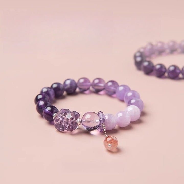 Nine Purple Fire Transformation Bracelet - Calm &amp; Protection - Stage shot of amethyst bracelet 1