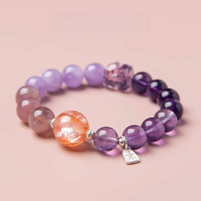 Nine Purple Fire Transformation Bracelet - Calm &amp; Protection - Stage shot of amethyst bracelet 5
