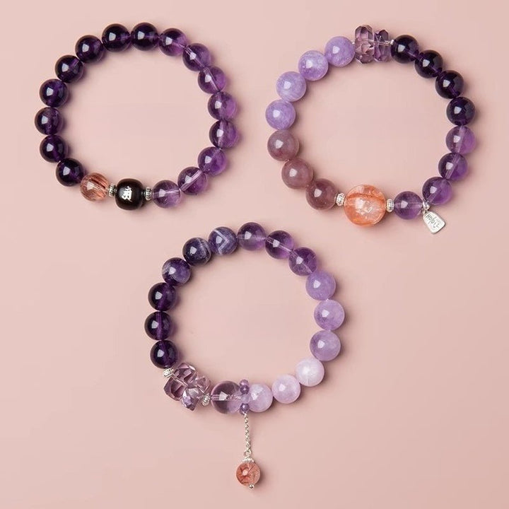 Nine Purple Fire Transformation Bracelet - Calm &amp; Protection - All in one shot of amethyst bracelets