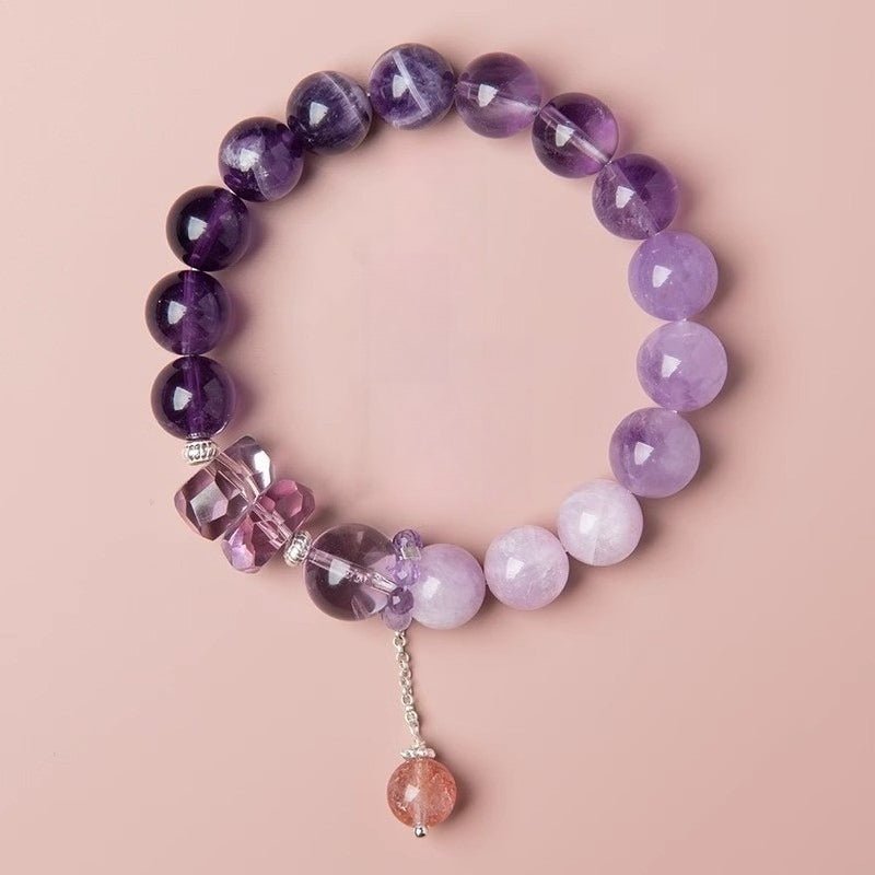 Nine Purple Fire Transformation Bracelet - Calm &amp; Protection - Stage shot of amethyst bracelet 3