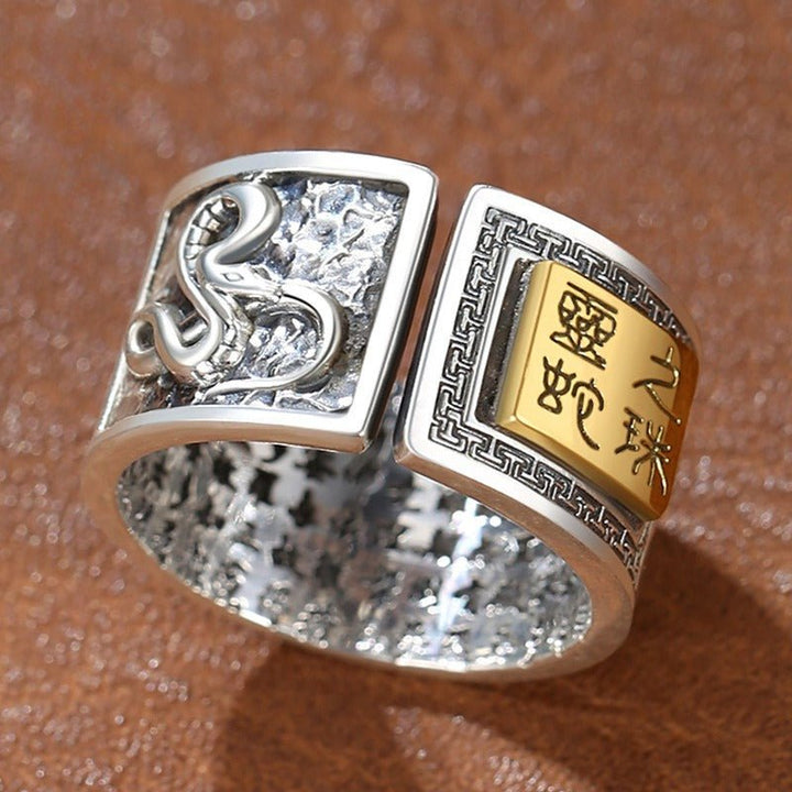 Personalized Chinese Zodiac Animal Ring - Good Fortune &amp; Calm - Sterling Silver Chinese Zodiac Snake Ring