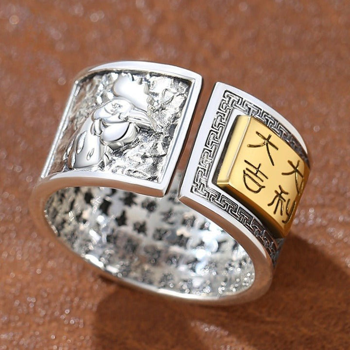 Personalized Chinese Zodiac Animal Ring - Good Fortune &amp; Calm - Sterling Silver Chinese Zodiac Rooster Ring