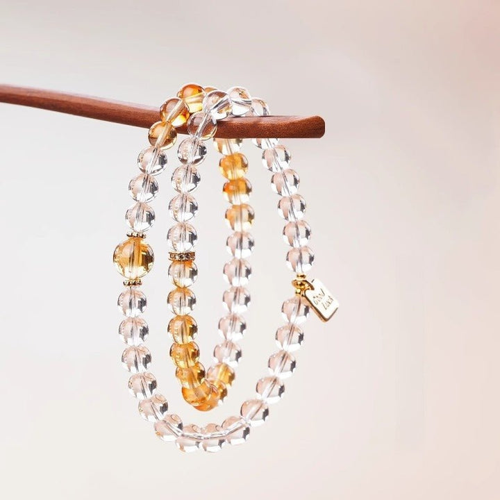 Prosperity &amp; Guardian Double Wrap Crystal Bracelet - Harmony &amp; Clarity - Prop styling shot