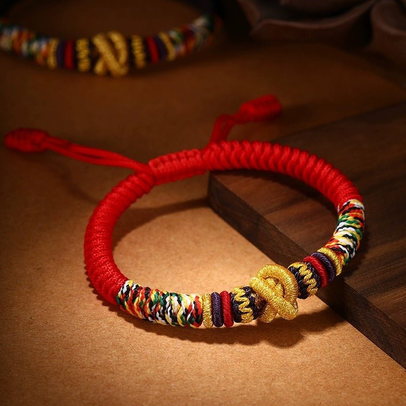 Protection Mantra Charm Bracelet - Peace &amp; Auspicious Blessing - Peace and Good Fortune+Red Style