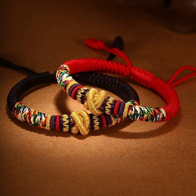 Protection Mantra Charm Bracelet - Peace & Auspicious Blessing - All in one shot of braided cord bracelet