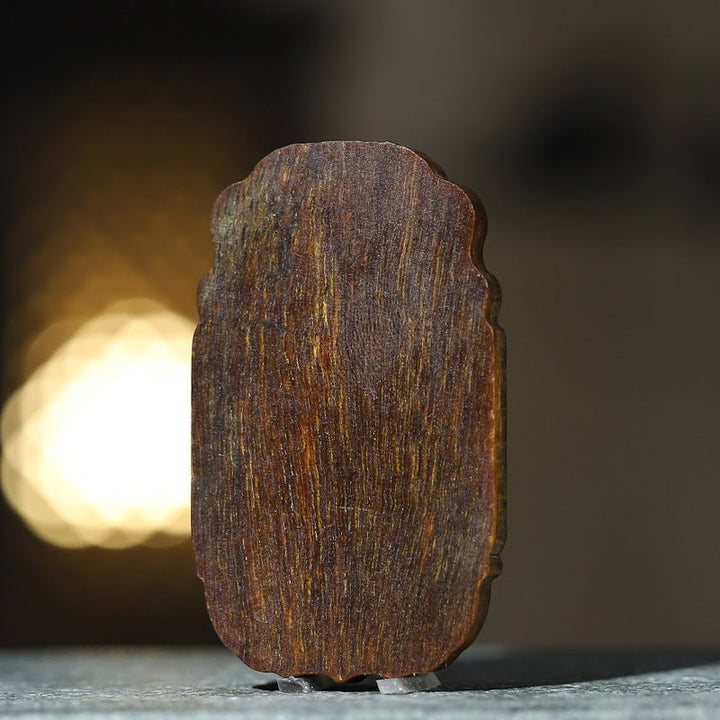 Protective Vairocana Buddha Pendant - Blessing &amp; Peace - back view of agarwood pendant