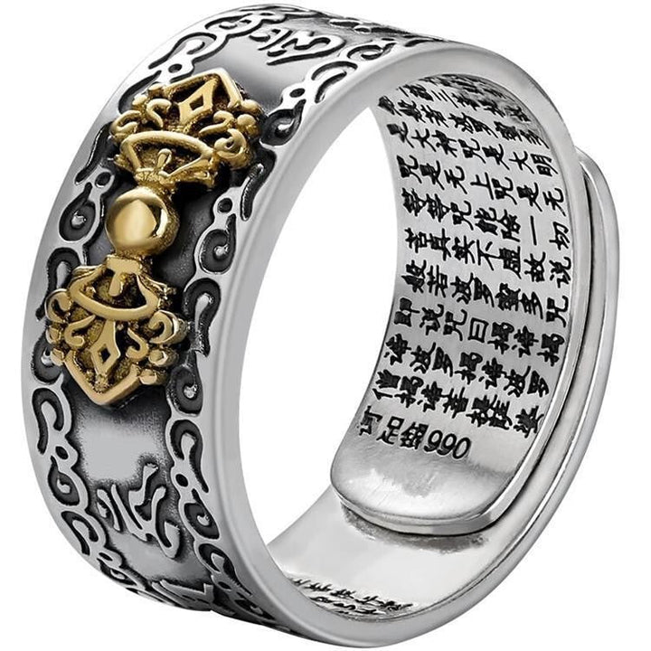 Protective Vajra His &amp; Hers Adjustable Rings - Grounded Confidence &amp; Calm - Side view shot of sterling sliver ring 2