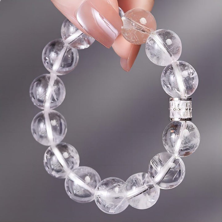 Pure White Crystal Clarity Bracelet - Serenity &amp; Focus - on-hand shot