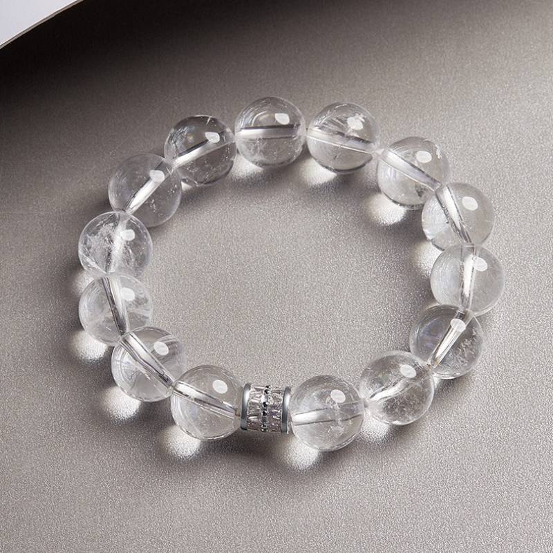 Pure White Crystal Clarity Bracelet - Serenity & Focus - top view staged shot