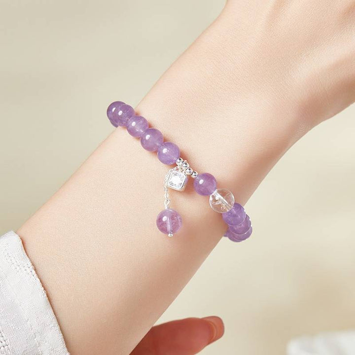 Purple Flame Harmony Amethyst Bracelet With Cubic Zirconia - on-wrist wearing display