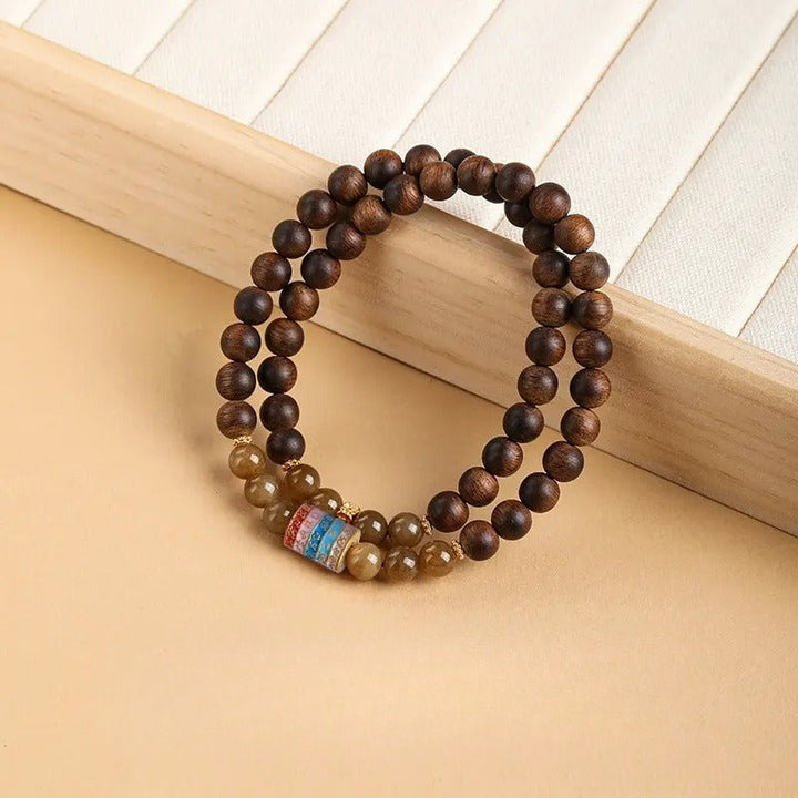 Serene Abundance Stackable Agarwood Bracelet - Spiritual Blessings &amp; Protection - front view