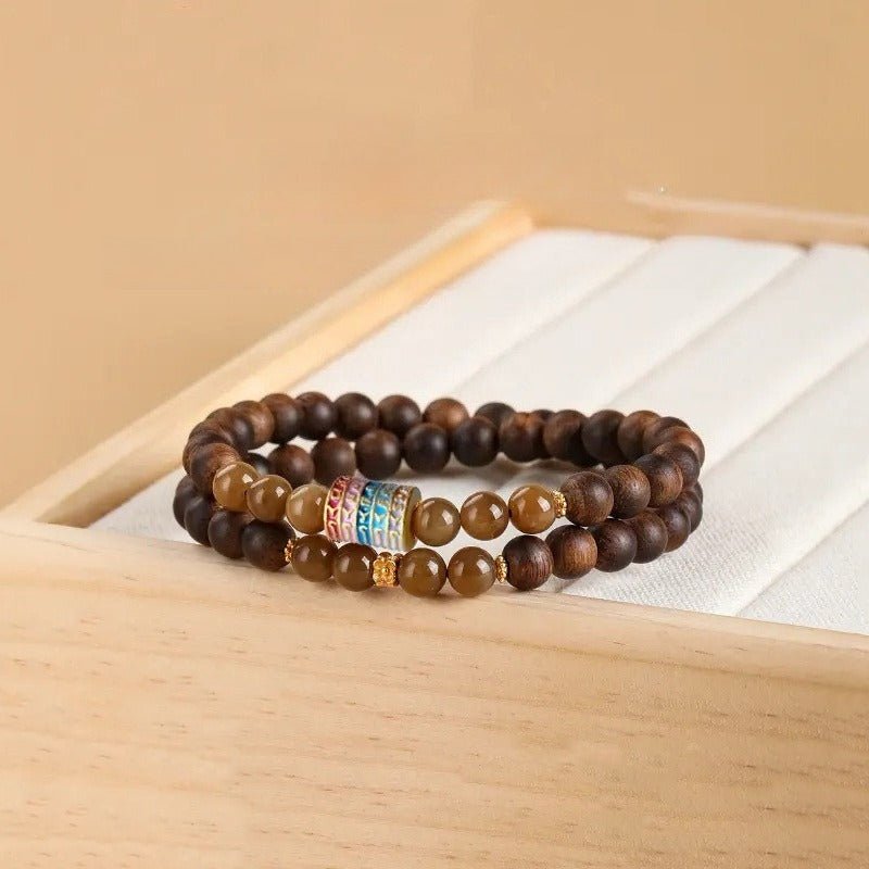 Serene Abundance Stackable Agarwood Bracelet - Spiritual Blessings & Protection - front view