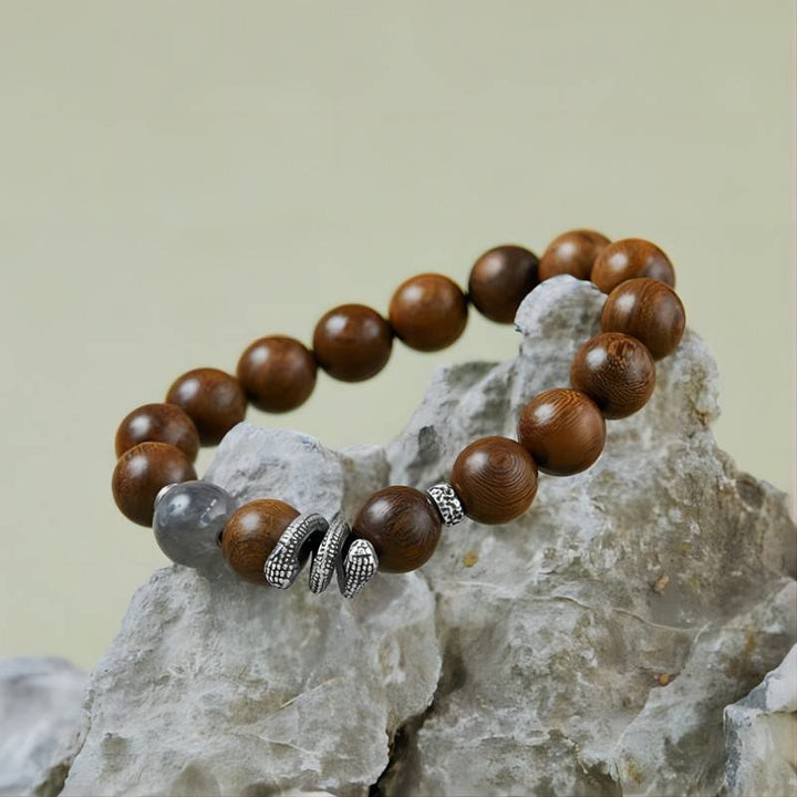 Serpentine Fortune Sandalwood Bracelet - Calm • Clarity • Harmony - prop-styled shot 2
