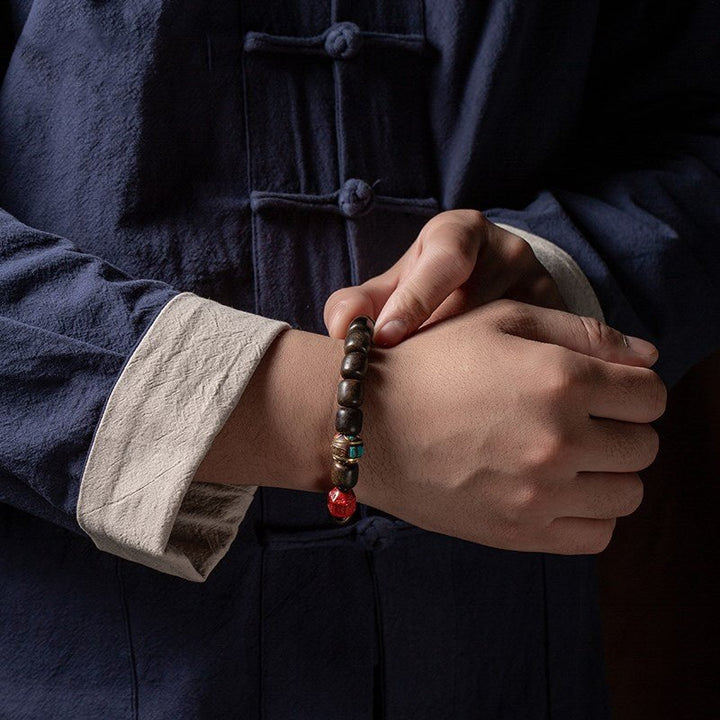 Six - Syllable Mantra  Agarwood Bracelet - Wisdom &amp; Protection - on wrist