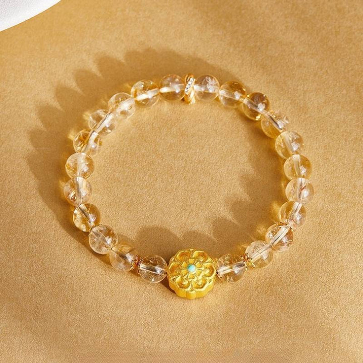 Sunward Prosperity Lotus Citrine Bracelet - Clarity • Growth • Illumination - top view staged shot