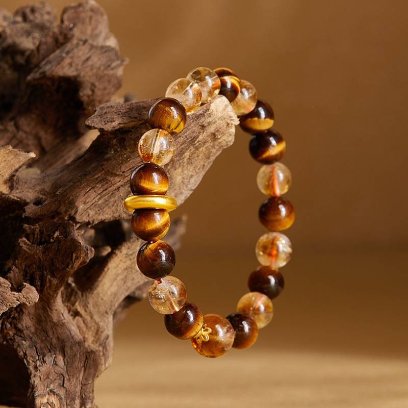 Tiger Eye & Citrine Wealth and Protection Bracelet - Grounding & Abundance - prop-styled shot