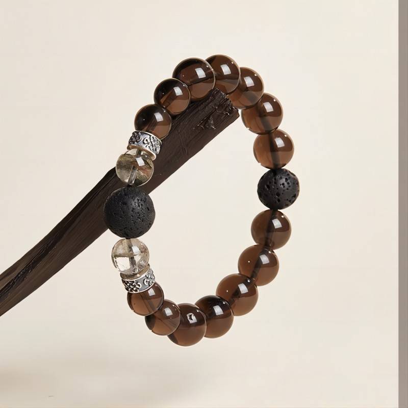 Titanium Soul Obsidian Bracelet - Grounding • Prosperity • Self - Mastery - Prop styling shot