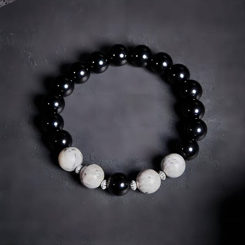 Urban Edge Obsidian Bracelet - Grounding & Intuition - top view staged shot