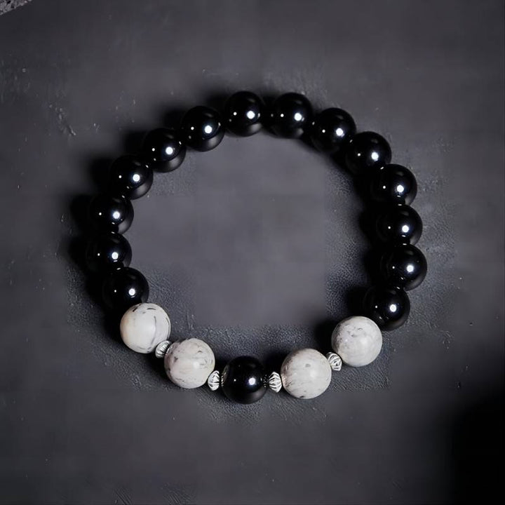 Urban Edge Obsidian Bracelet - Grounding &amp; Intuition - top view staged shot