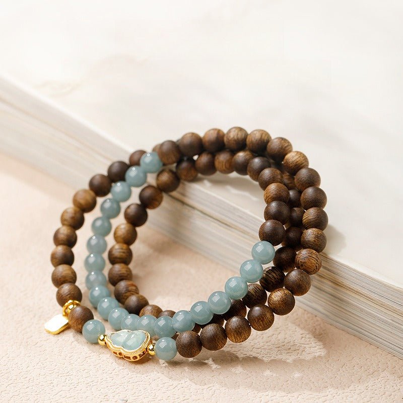 Wealth & Fortune Fu Lu Gourd Pendant Bracelet - Clarity • Calm • Focus - Staged Shot