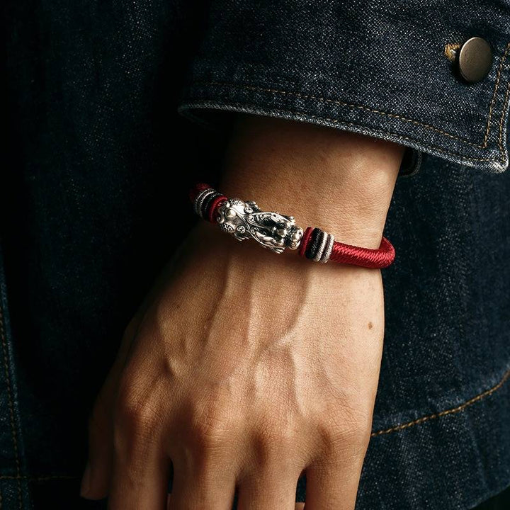 Wealth Guardian Pixiu Adjustable Bracelet - Fortune &amp; Security - on wrist left hand