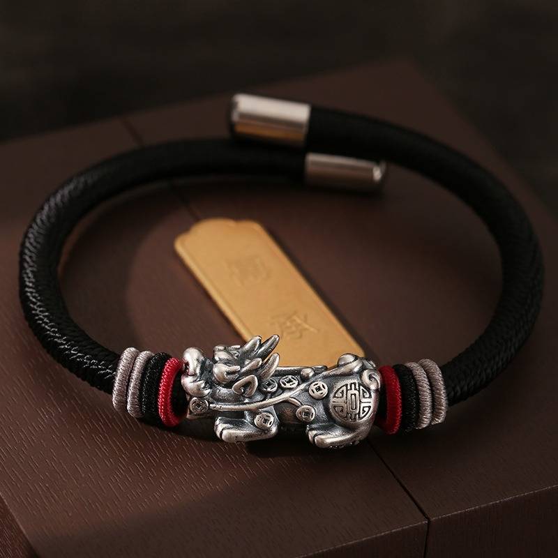 Wealth Guardian Pixiu Adjustable Bracelet - Fortune &amp; Security - Jet Black
