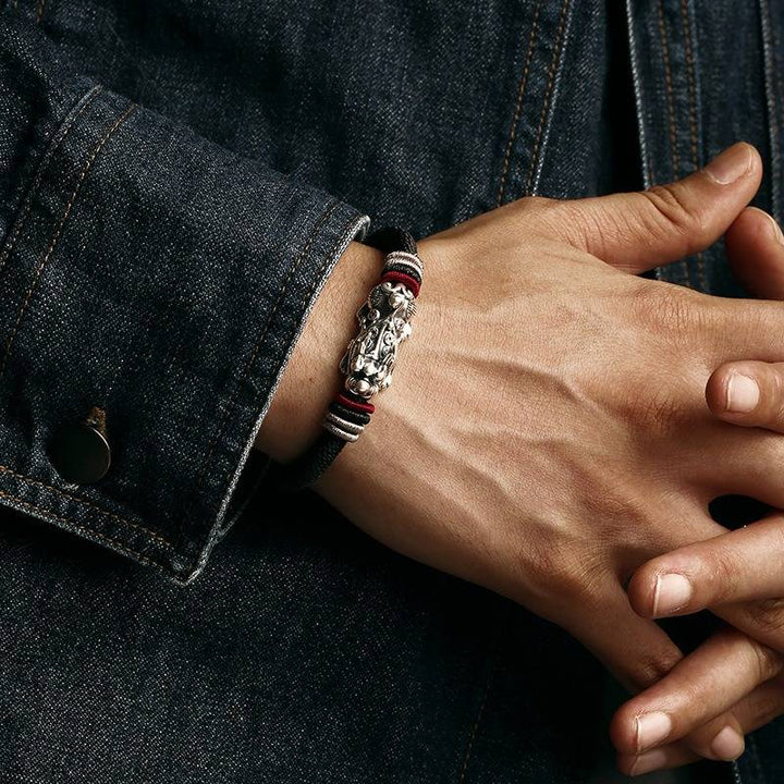 Wealth Guardian Pixiu Adjustable Bracelet - Fortune &amp; Security - on wrist right hand