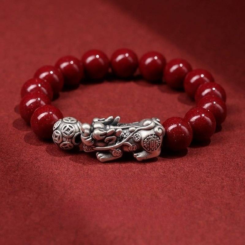 Wealth Guardian Pixiu Cinnabar Bracelet - Peace & Auspicious Fortune - staged shot 1