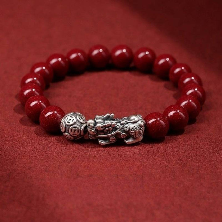 Wealth Guardian Pixiu Cinnabar Bracelet - Peace &amp; Auspicious Fortune - staged shot 3