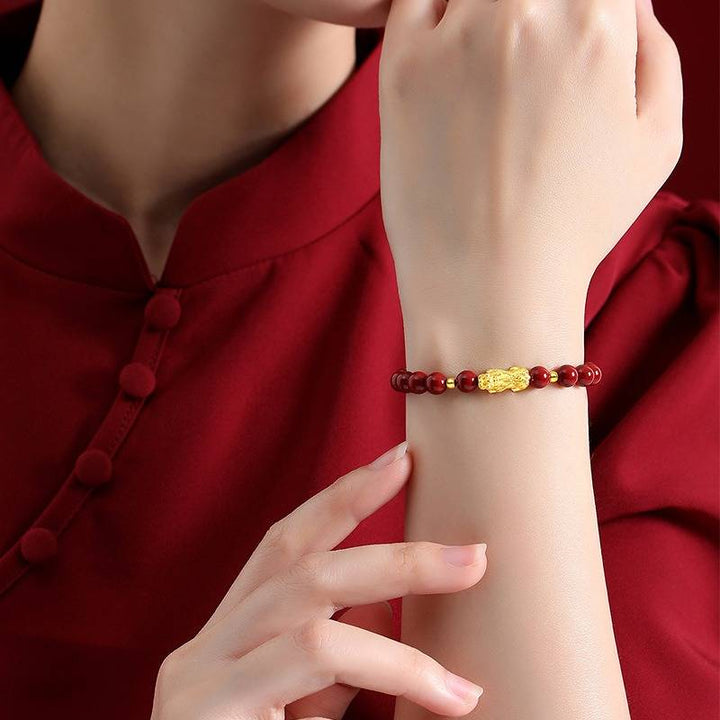 Wealth Guardian Pixiu Cinnabar Bracelet - Protection • Vitality • Authority - on-wrist shot