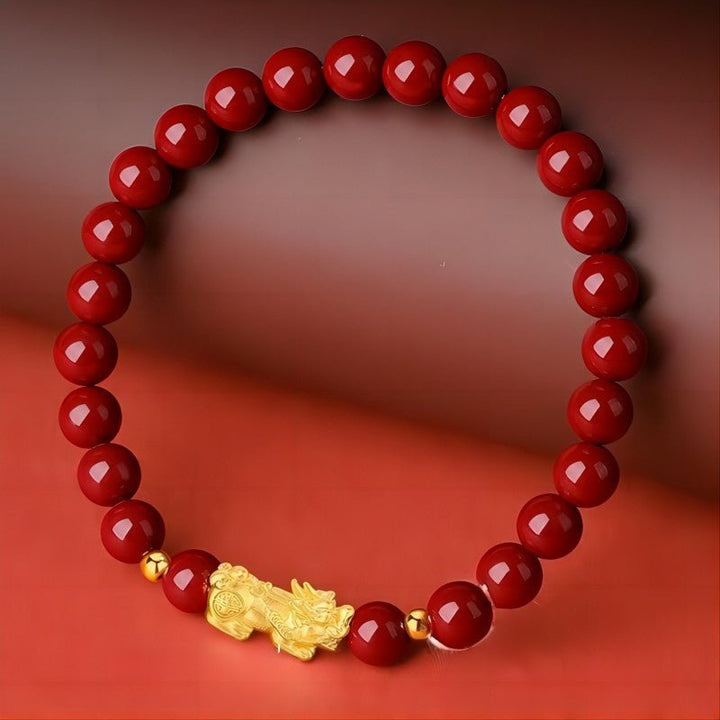 Wealth Guardian Pixiu Cinnabar Bracelet - Protection • Vitality • Authority - prop-styled shot
