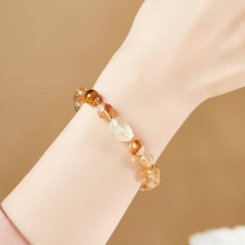 Wealth Guardian Pixiu Citrine Bracelet - Confidence &amp; Prosperity - on-wrist wearing display