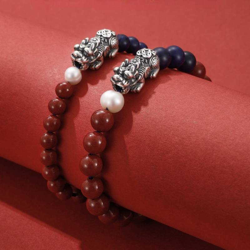 Wealth Guardian Pixiu Couple Bracelet - Protection • Vitality • Authority - wearing display shot fo two styles