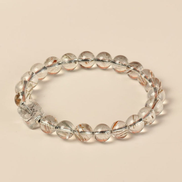 Wealth Manifestation Black Gold Super Seven Crystal Bracelet - Manifestation &amp; Powe - 8mm bead size Front view  shot 1