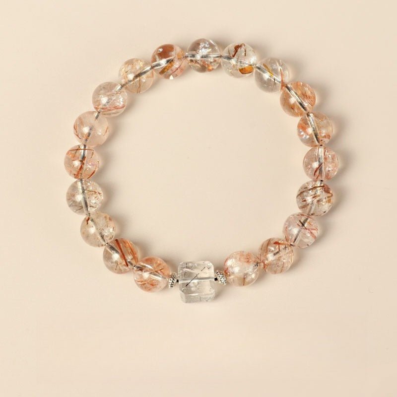 Wealth Manifestation Black Gold Super Seven Crystal Bracelet - Manifestation &amp; Powe - 8mm bead size Front view  shot 1