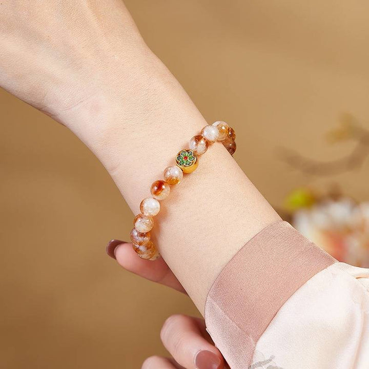 Wealth &amp; Protection Mantra Citrine Bracelet - Harmony &amp; Spiritual Connection - on-wrist wearing display