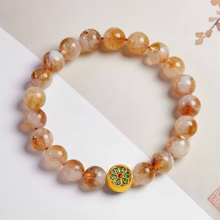 Wealth &amp; Protection Mantra Citrine Bracelet - Harmony &amp; Spiritual Connection - top view staged shot