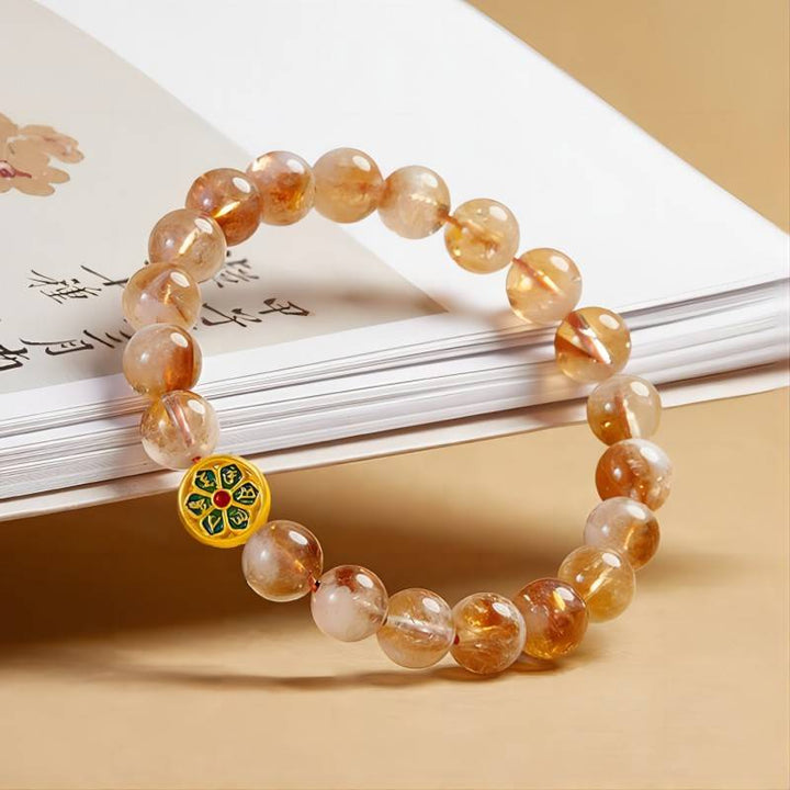 Wealth &amp; Protection Mantra Citrine Bracelet - Harmony &amp; Spiritual Connection - prop-styled shot